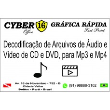 Decodificação de Arquivo de Áudio e Vídeo de CD e DVD, para Mp3 e Mp4